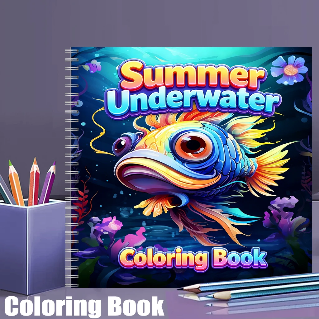 Adult Coloring Book Stress Relief - Летняя книжка-раскраска для взрослых с подводными