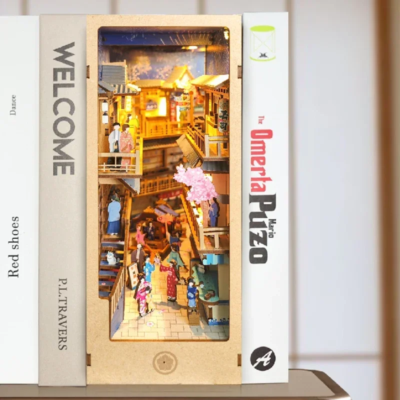 Diy Wooden Book Nook Kit Shelf Insert - Японский Ретро DIY деревянный книжный уголок