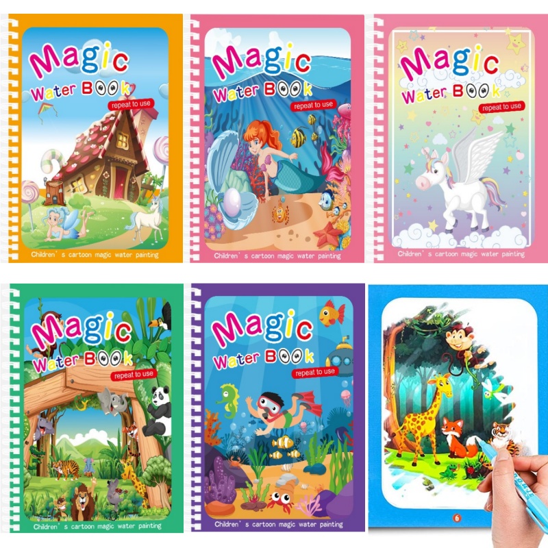 Reusable Water Magic Coloring Book - Детская Волшебная книга для рисования водой
