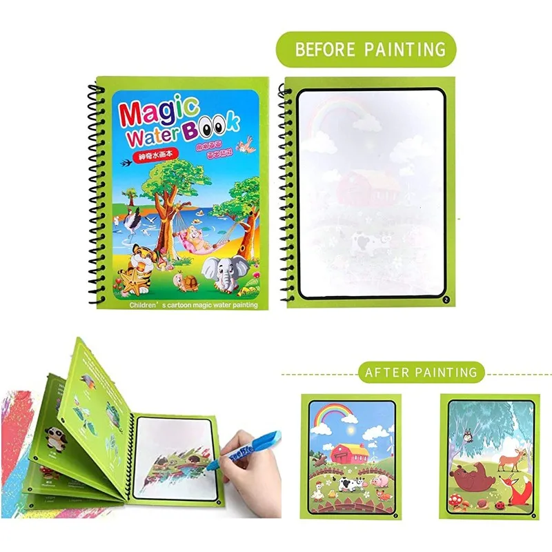 1 шт., волшебная книга-раскрас – обзор и цена Reusable Water Magic Coloring Book