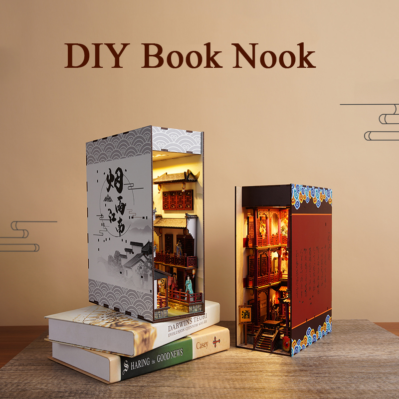 Наборы для сборки миниатюрных  – обзор и цена Diy Wooden Book Nook Kit Shelf Insert