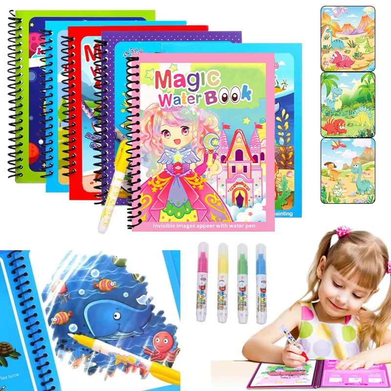 Магическая водная раскраска с  – обзор и цена Reusable Water Magic Coloring Book